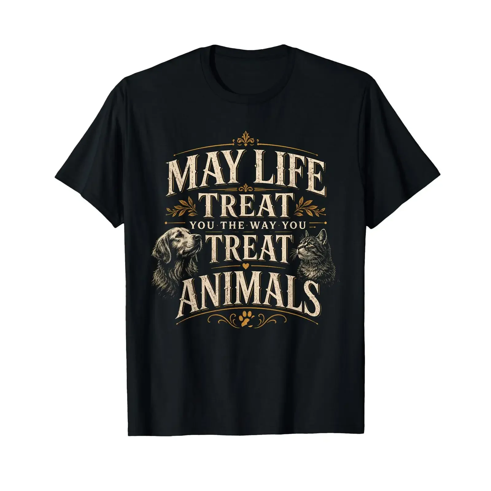 Möge das Leben Dich so behandeln wie du Tiere behandelst Retro Vintage T Shirt vintage Washed Casual Stylish streetwear
