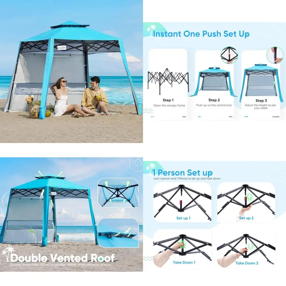 

Portable Lightweight 10x10 Canopy Tent for Outdoor Events - Sun Protection, Versatile Use, Ideal for Beach and Sports
