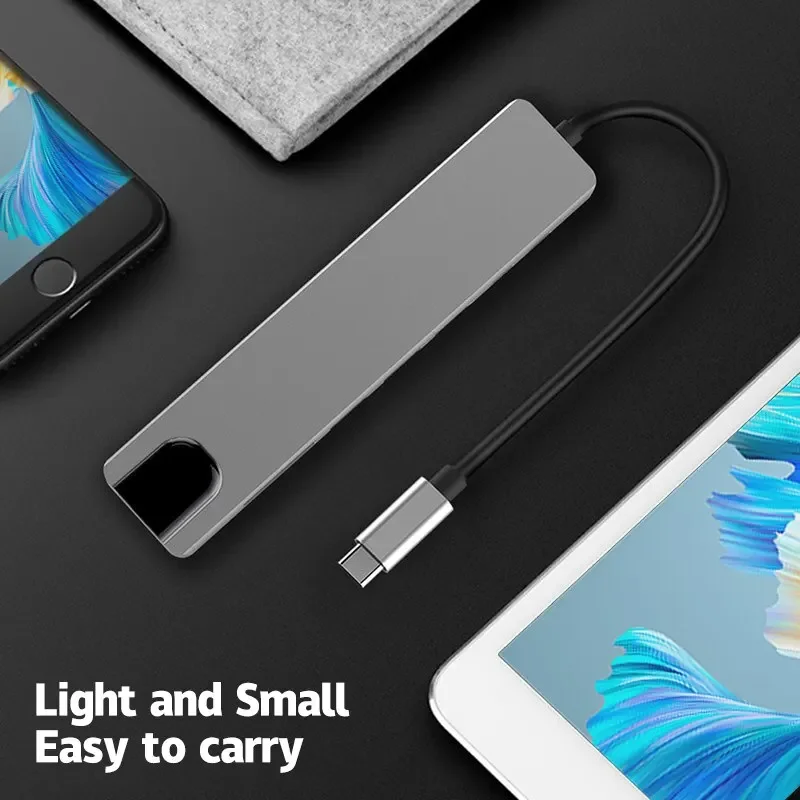 8 в 1 USB-концентратор типа C на 4K HDTV-адаптер с устройством чтения карт RJ45 SD/TF, быстрое зарядное устройство для ноутбуков MacBook, Windows, ноутбуков, компьютеров