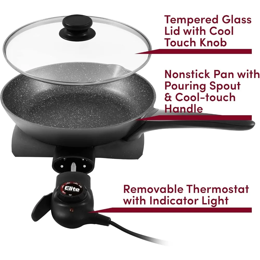 مقلاة EG6207 مقاومة للخدش مقاس 10.5 بوصة (2 كيو تي)، آمنة للاستخدام في غسالة الأطباق، مقلاة كهربائية غير لاصقة مع