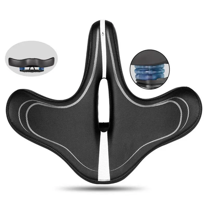 Wide Bike Seat Ergonomic Bike Saddles Comfortable Wide Bike Seat Soft Seat Cushion Shock Absorbing For Smooth Ride