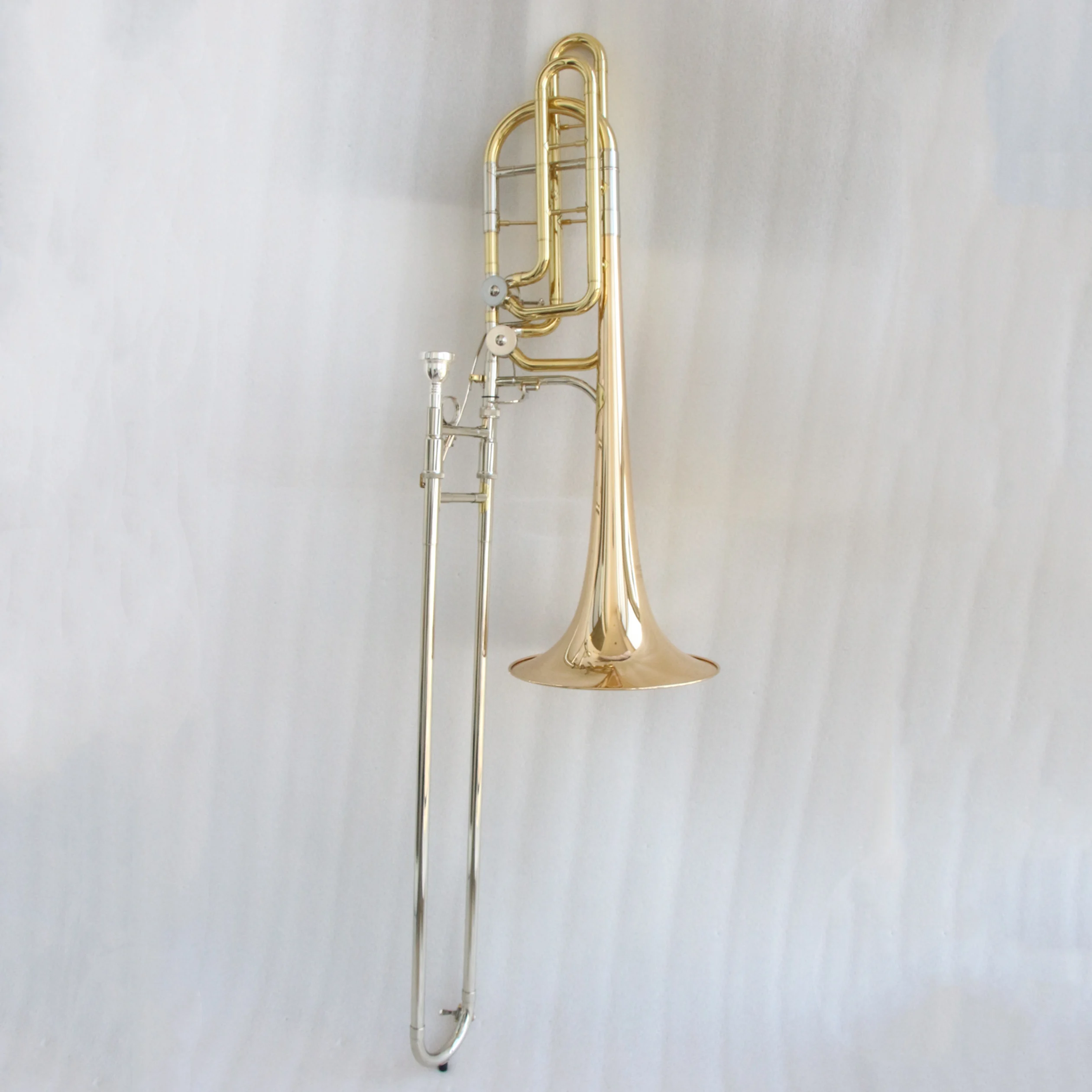 Gold Copper Bell Brass Trombone Clear Lacquered Bass Trombone with case Cupronickel Full Slide Bass Trombone