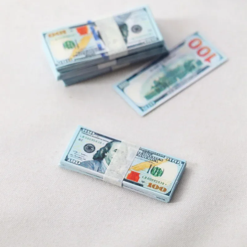 1:12 Dollar KRW Euro Ticket Super Mini Fake Money Dollhouse Miniature Scene Model Banknotes Prop Dollar Bills Money Decoration