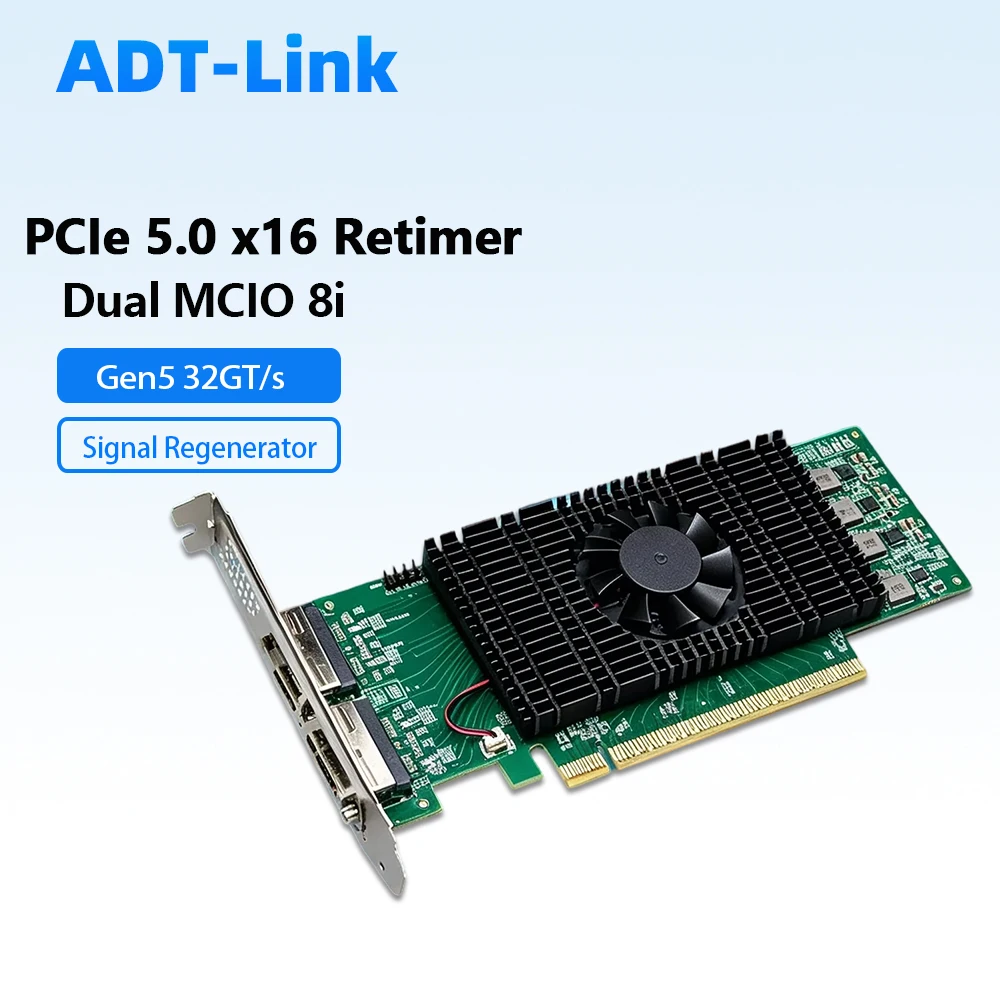 PCIe 5.0 Retimer Expansion Card CXL 2.0 Dual MCIO 8i External NVMe JBOF Storage Adapter Card 32GT/s for Server AI Computing