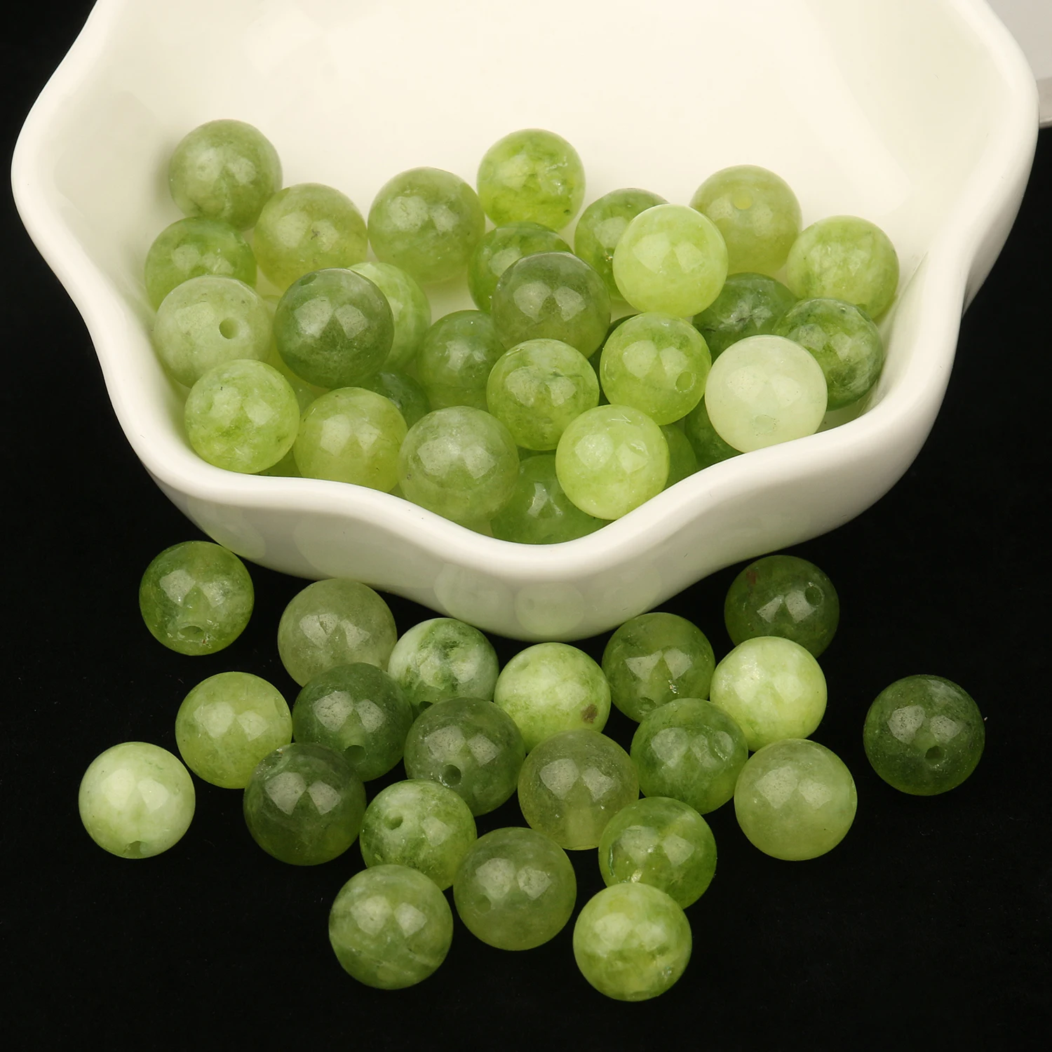 Natural Stone Green Peridot Round Loose Spacer Beads For DIY Jewelry Making Bracelet Necklace Accessories 15\'\'Inches 6 8 10mm