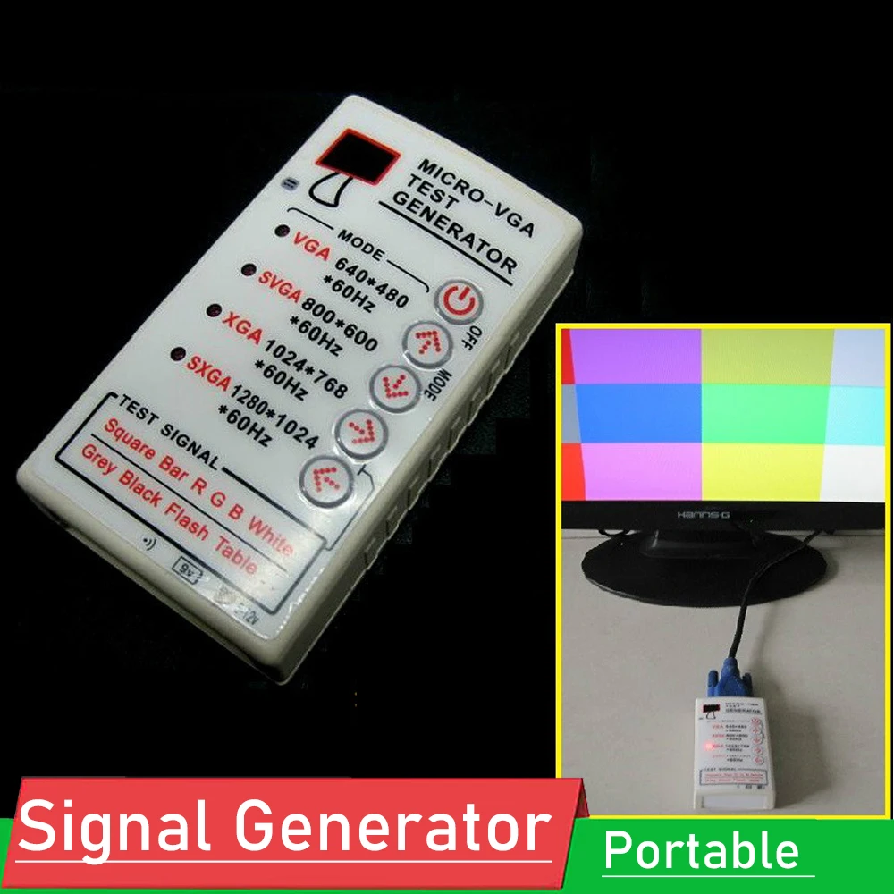 Portable VGA Signal Generator SVGA/XGA 60HZ For TV PC LCD CRT Display Monitor Tester USB Cable VGA SVGA XGA