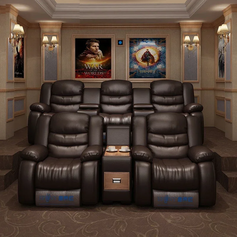 Home cinema sofa AV room combination first-class space sofa cabin leather electric private cinema functional sofa