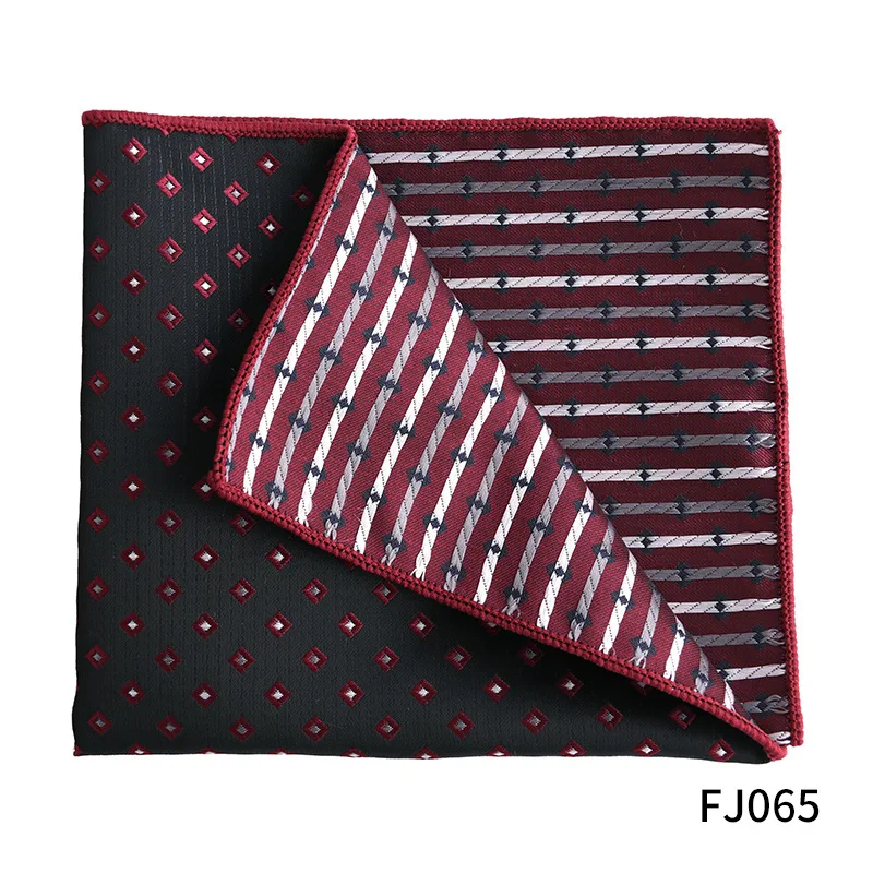 Dot Men Pocket Square Jacquard Woven Design Fashion Red Black Color High Quality Handkerchief Men Women Wedding Dress Suit Gift