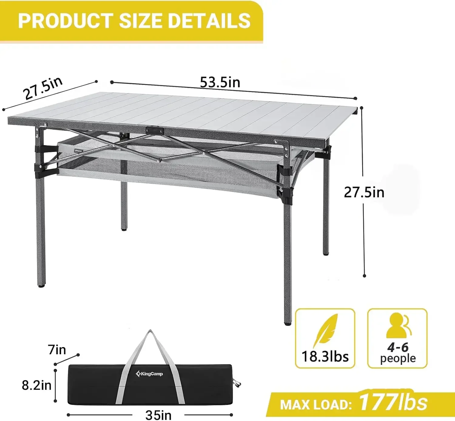 Camping  Aluminum Folding Table Roll Up Lightweight Foldable Table Portable Camp Table for Outdoor Camping Picnic