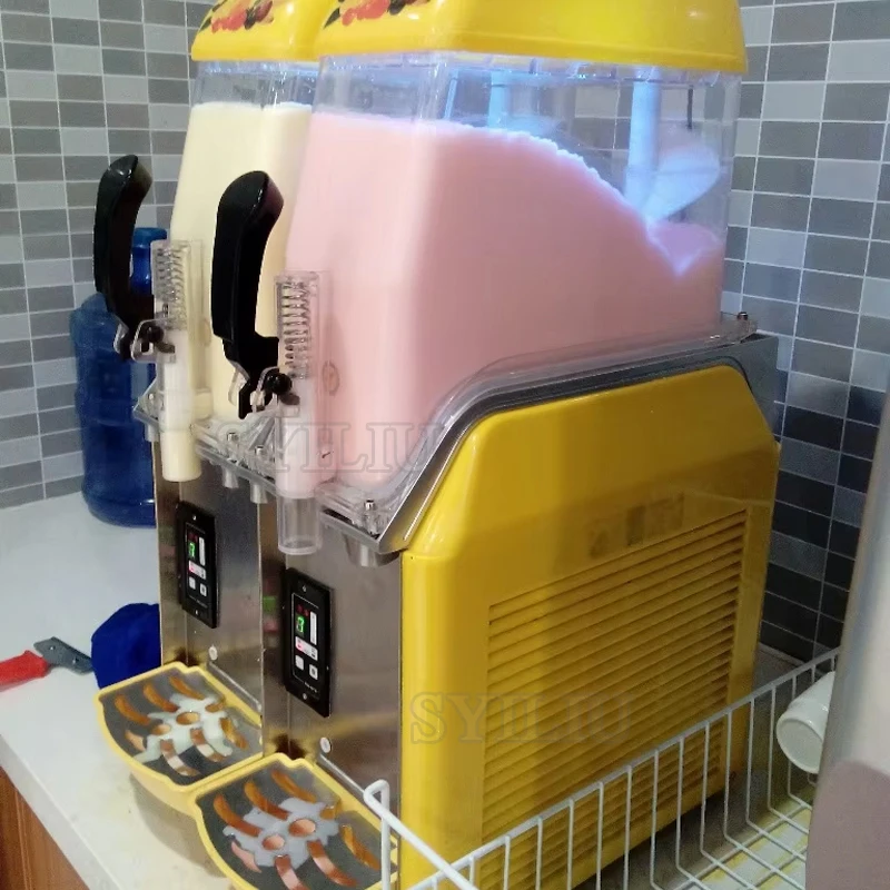 Snow Melter Commercial Double Cylinder Slush Machine Cold Drinking Machine Snow Smoothie Machine
