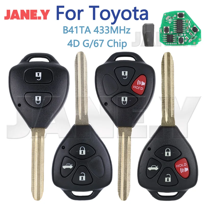 B41TA Car Remote Key for Toyota Fortuner Hilux Innova Yaris Corolla 4D 67 G Chip 433Mhz 2/3/4 Buttons 89070-52E61 Keyless Go