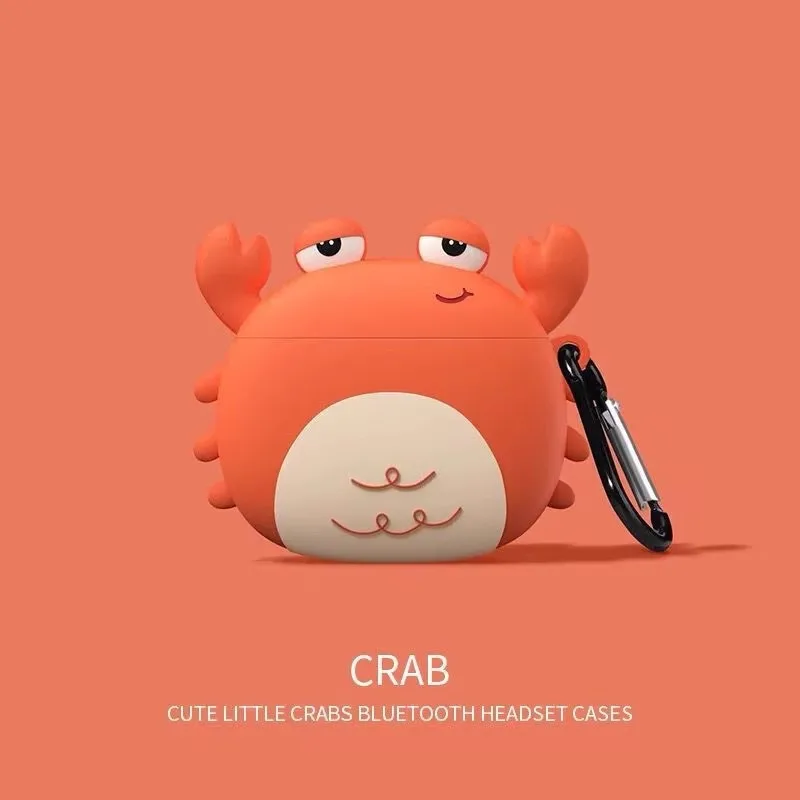 For Airpods 1 2 3 4 Pro Pro 2 Pro 3 small crab Silicone Earphone Case Accessories Cover