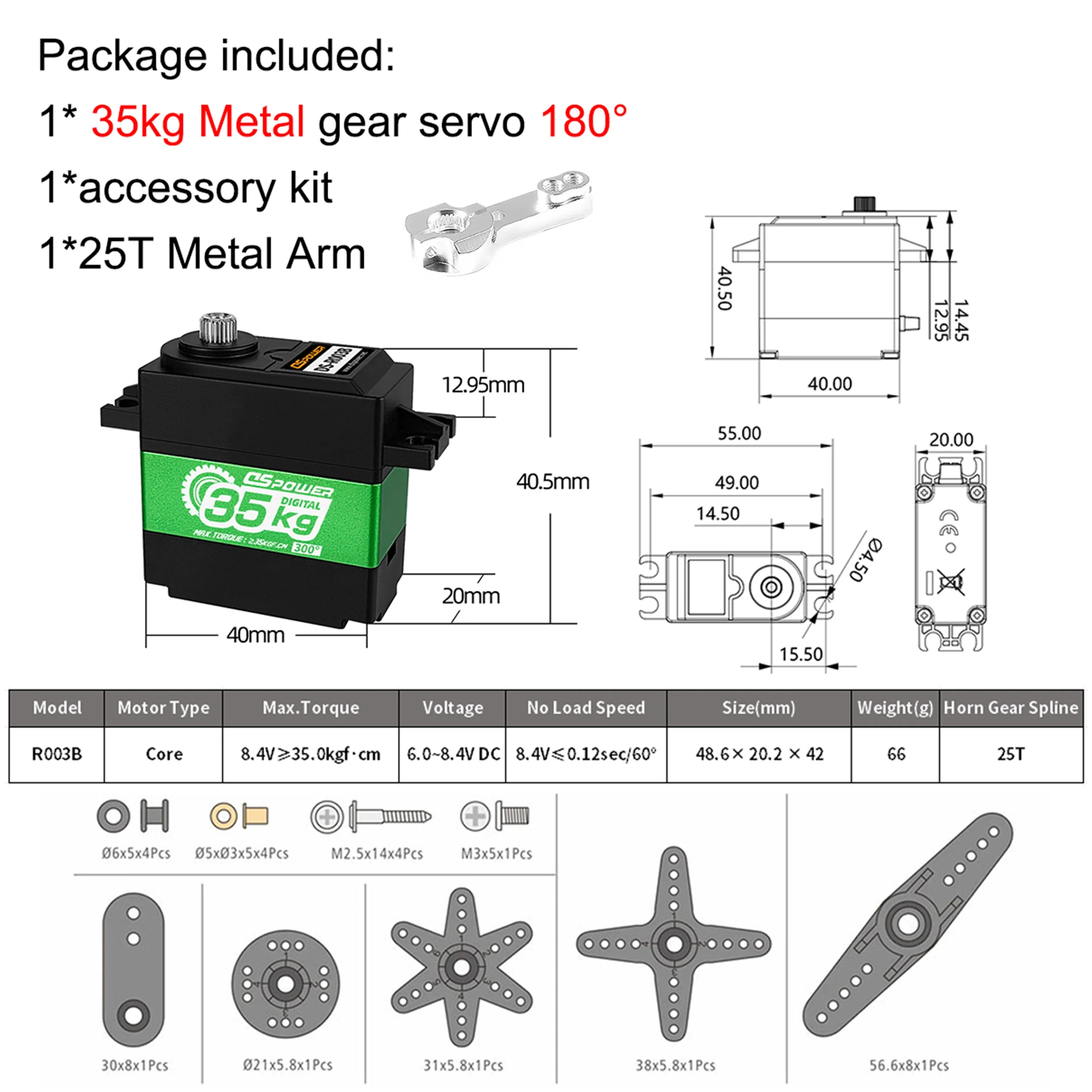 DSpower Coreless borstelloze motor Metal Gear 17g 21g 2kg 6kg 15kg 20kg 24kg 25kg 30kg 35kg digitale servo voor 1/8 1/10 1/14 RC auto