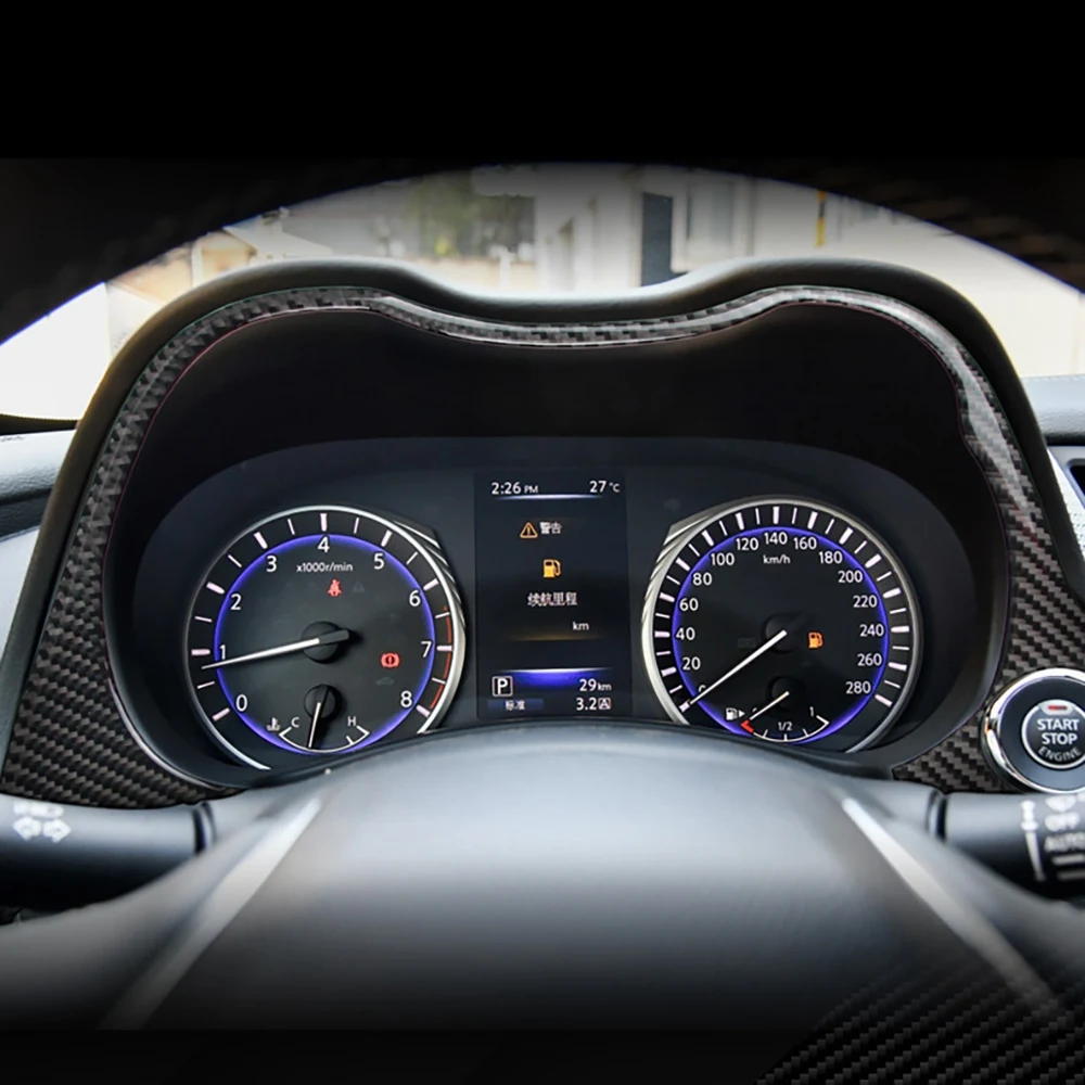 Рамка для салона приборной панели из углеродного волокна, обшивка для Infiniti Q50 Q60 2014-2019, декоративная Передняя панель автомобильного прибора