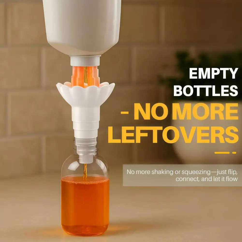 Universal Bottle Emptying Kit No More Leftovers Reusable Liquid Transfer Adapter for Shampoo Conditioner Soap No Waste Funnel