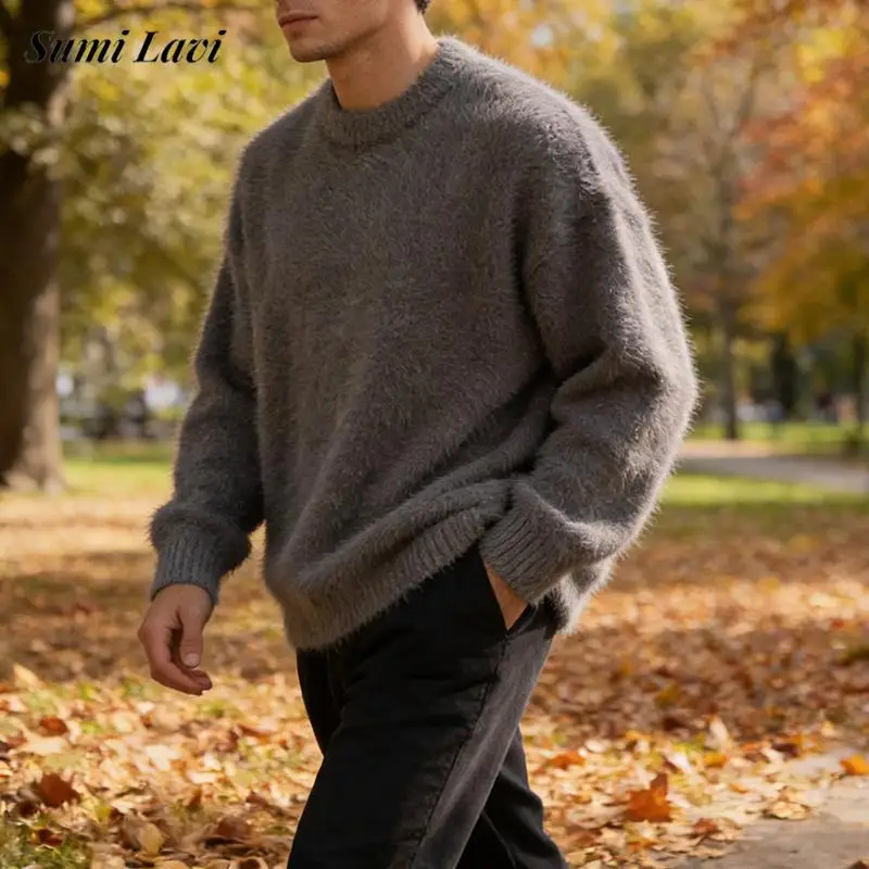 

Casual Solid Color Mens Sweaters Long Sleeve O Neck Knitting Jumper Tops 2026 Spring Fashion Sweater Men Winter Leisure Sweater
