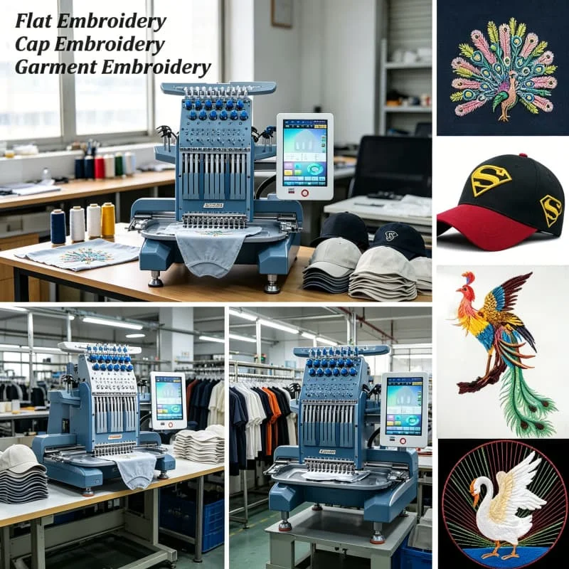 15 Needle Single Head Embroidery Machine with Multiple Attachments Sequin Bead Cording Compatible Customized Versatile Studio