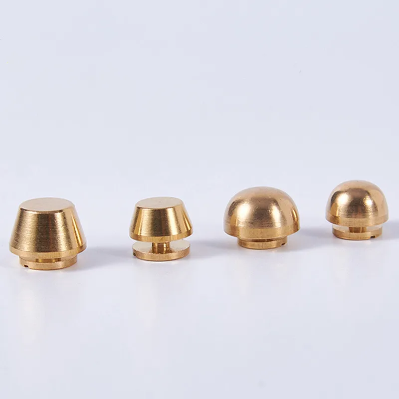 10Pcs Solid Brass Bag Feet Bucket Shape Base Studs Screwback Rivets Leather Craft Bag Wallet Handbag Decor Studs