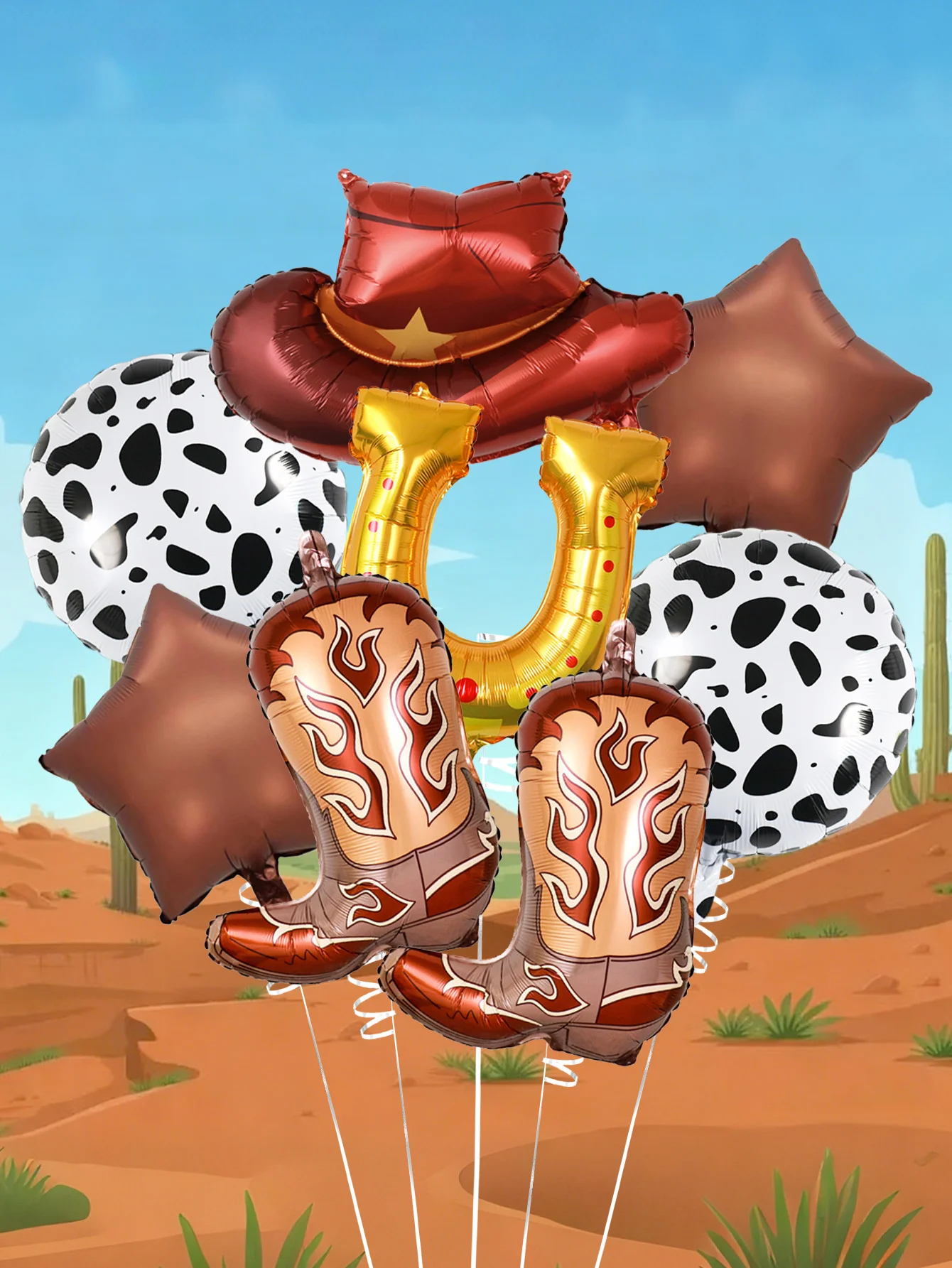 8 globos marrones para fiestas con temática de vaquero, adecuados para fiestas de cumpleaños de vaquero, primeros eventos de rodeio, temáticas de granja