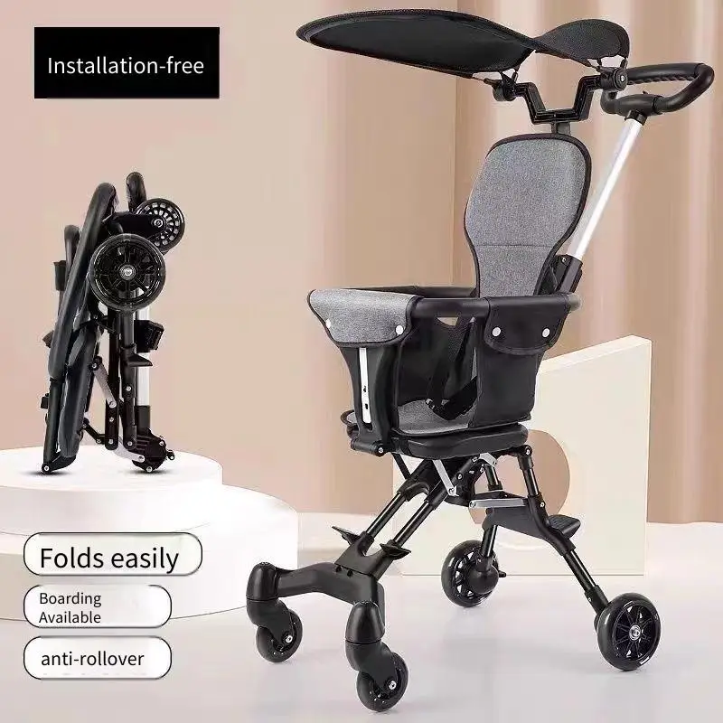 

Baby Stroller Lightweight Foldable One Hand Fold Reversible Pushchair for 1 to 3 Years Travel Buggy with Seat Pad