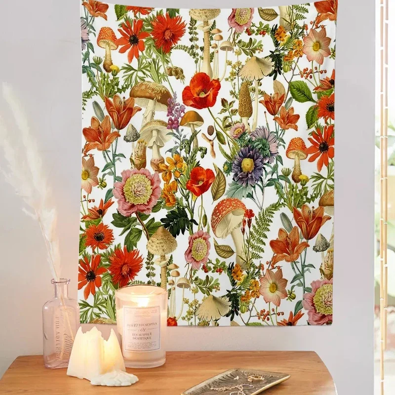 Bohemian tapestry wall hanging home decoration mushroom flowers and plants bedroom room decoration tapestry