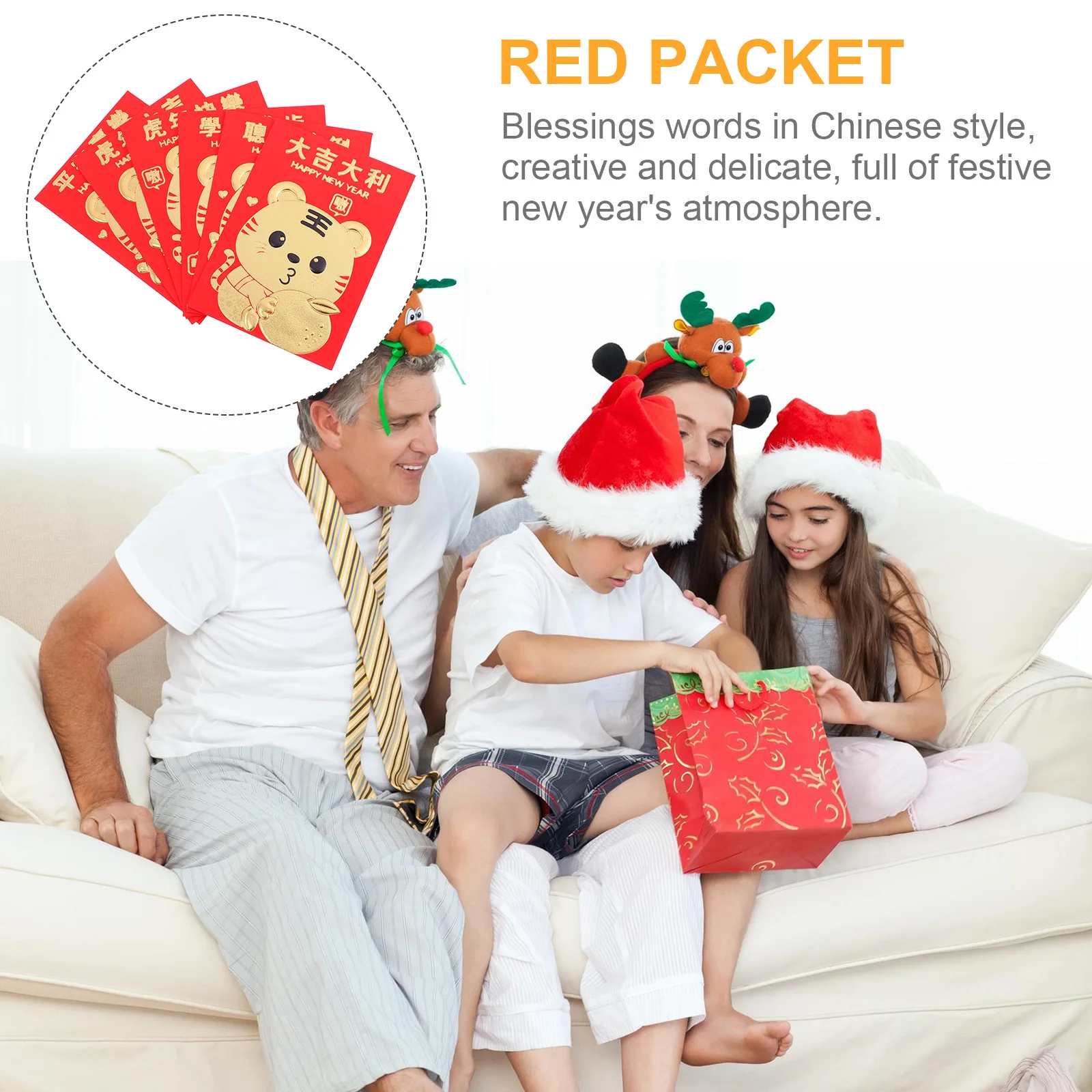 60 pçs festival de primavera envelopes vermelhos tigres padrões presente de ano novo pacote de dinheiro pacote vermelho festival pacotes de dinheiro