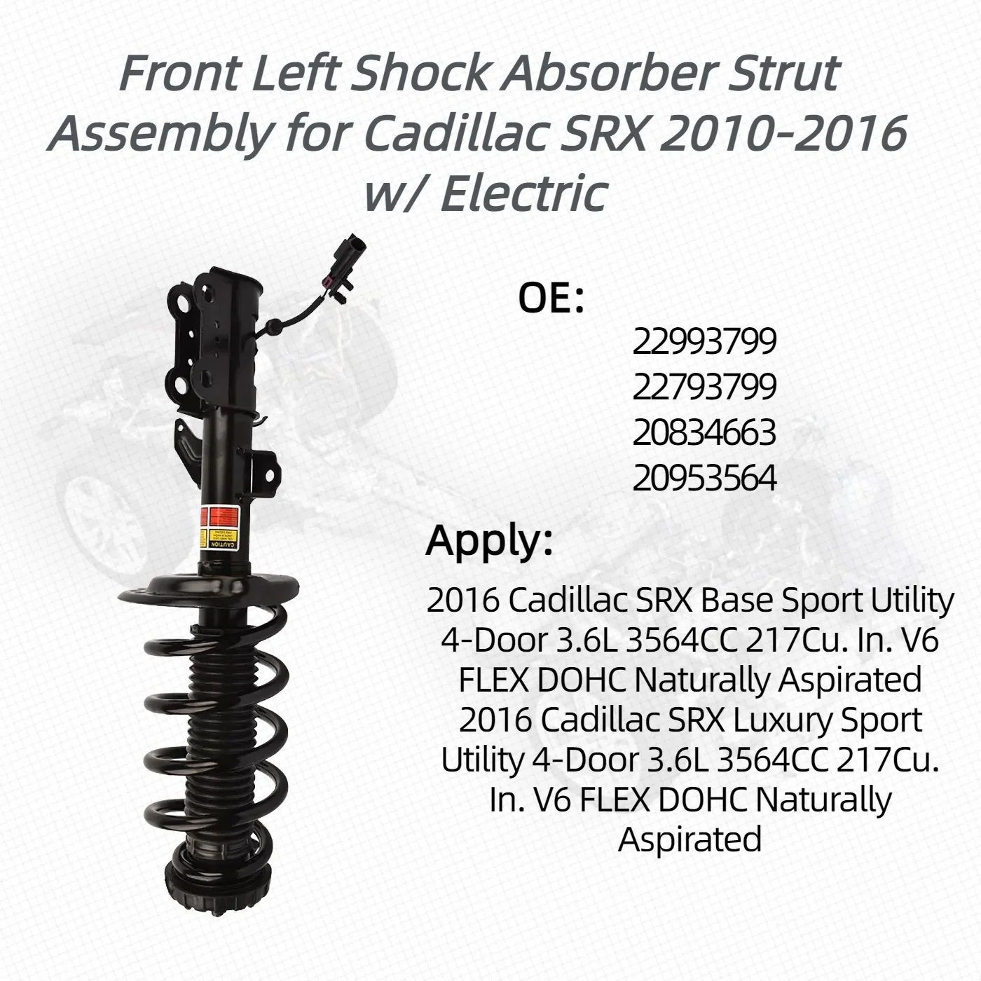 Pair For Front Right/Left Shock Absorber Strut Assembly for Cadillac SRX 2010-2016 w/ Electric 22793800 20834664 20884458