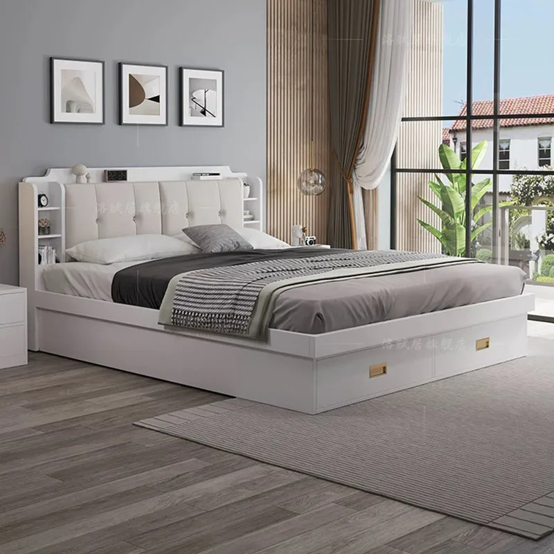 Floor Luxury Bed Double Queen Frame Wooden Design Beauty Princess Sleeping Bed Full Girls Letto Matrimoniale Salon Furniture