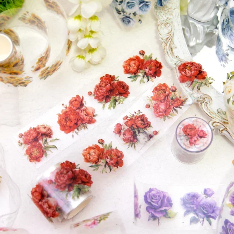 

1Roll Adhesives Decoration Handbook 50MM*2M PET Tape Floating Glimpse Scrapbook 2M Flowers Material Loop Cut Sticker