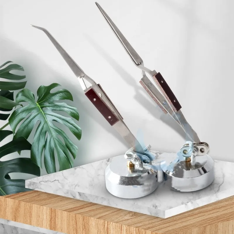 Cross Lock Self-locking Tweezers Straight Curved Tip Soldering Pliers Jewelry Making Watch Repair Precision Welding Hand Tools
