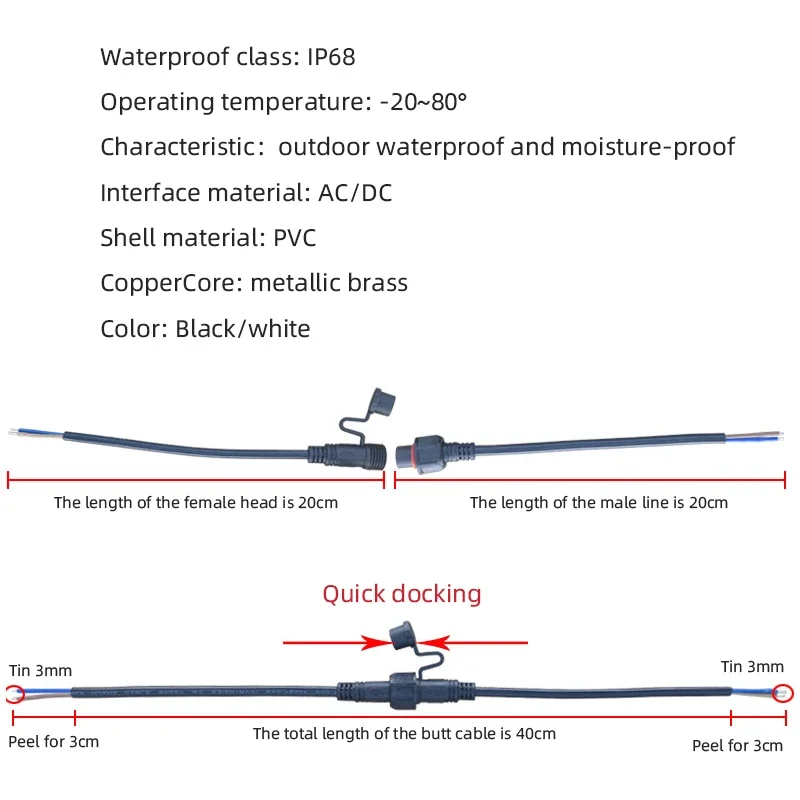 IP68 2 3 4 5 6 7 8 Pin Connector Cable Waterproof Male Female Plug 0.3-2.5 Square Quick Docking Industrial Aviation Power Cord
