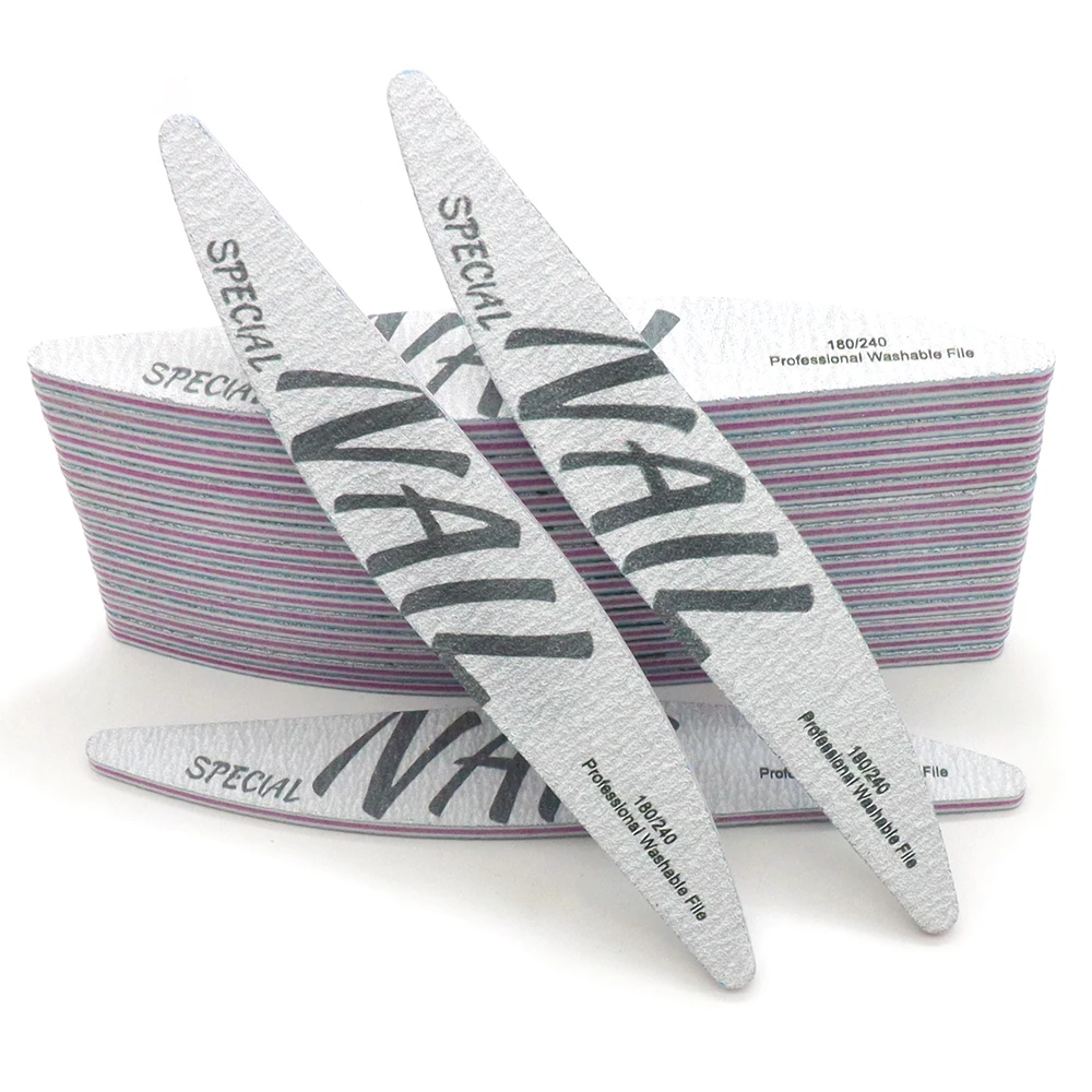 10/25/50 قطعة رمادي المهنية قابل للغسل ملف الأظافر 180/240 الصنفرة على الوجهين الرملي عازلة كتلة UV جل نصائح مانيكير ملفات الأظافر