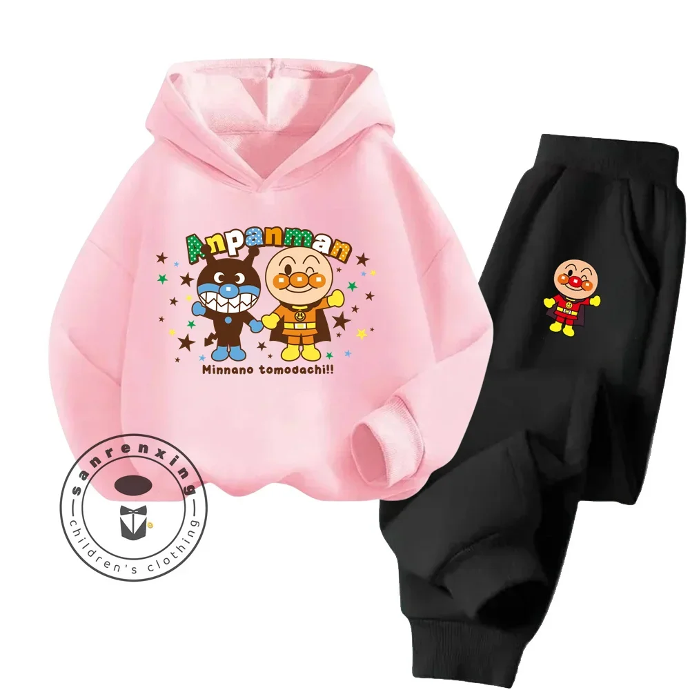 Cozy Winter Anpanman Cartoon Clothes Warm Hoodies and Tracksuits Suitable for Chilly Seasons Wear High Quality Kids Hoodie Set