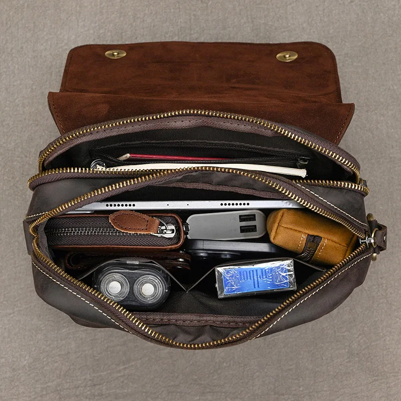 حقيبة كروس من جلد البقر الناعم للرجال ، حقائب ساعي البريد غير رسمية ، حقيبة كتف للرجال من ايباد ، شحن سريع ، 7.9 بوصة