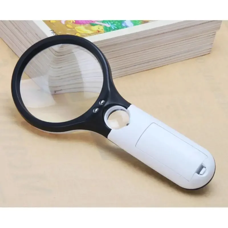 45X Handheld Reading Magnifying Glass Illuminated Magnifier Microscope Lens Jewelry Watch Loupe Magnifier With 3 LED