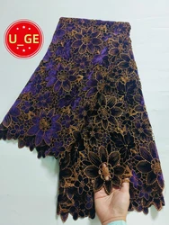 Hot sales Latest Delicate Best Quality Soft Embroidered Velvet lace fabric For Party Evening Dress U_Ge5898 U_GE5398