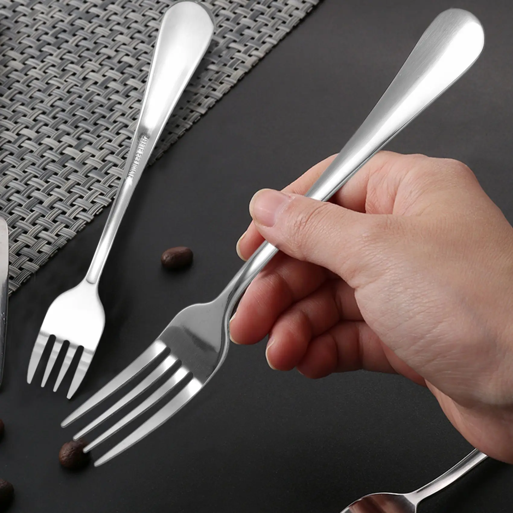 

AB35-10 PCS Fork Table Stainless Steel Steak Fork Forks Cutlery Dinner Table, Fruit Salad, Steak-18.5Cm Total Length
