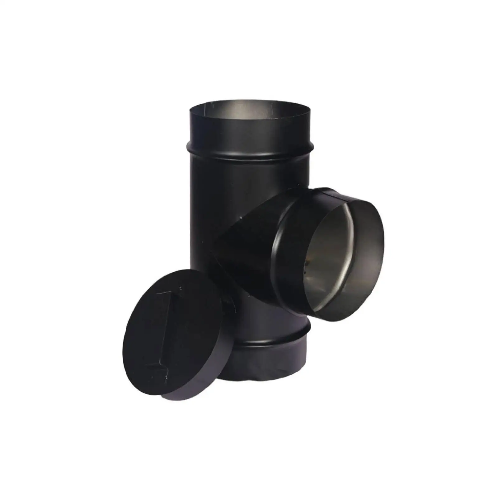 Chimney Tee with Clean-out Simple Maintenance Cleaning Chimney Tee with Cap Black Fitting for Fireplace, Heating Appliance