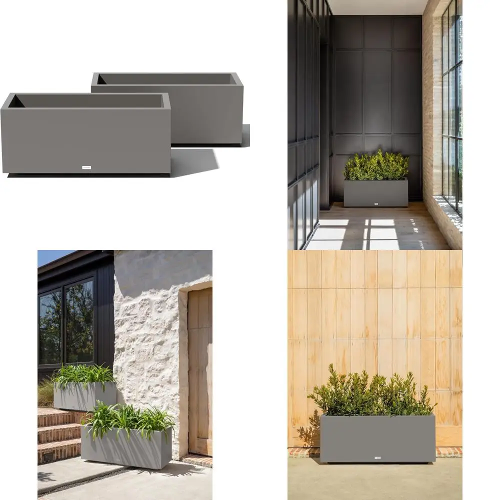 Большой прямоугольный открытый комнатный кашпо - прочный устойчивый к атмосферным воздействиям кашпо для патио и крыльца |   Прочный садовый декор