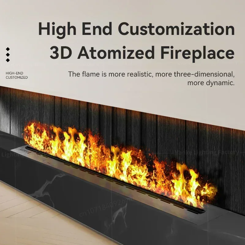 3D Atomized Fireplace with Colorful Steam Flame ECO Friendly Indoor Decorative Water Vapor Mist Intelligent Electric Fireplace