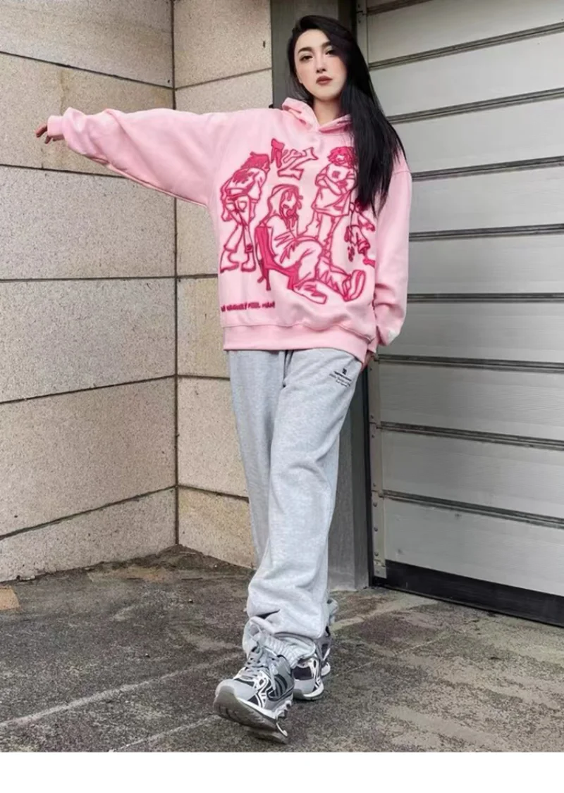 Women's Hip Hop Cartoon Anime Hoodie Pop Sweatshir Women's Gothic Streetwear Trash Casual Oversized Tops Harajuku Y2k Clot