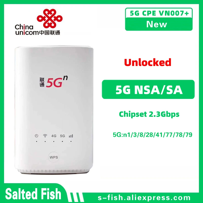 Unlock China Unicom VN007+ Superadmin 5G CPE Wireless Router Modem 2.3Gbps wifi SIM Card Support NSA/SA