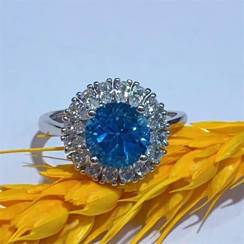 

Best Seller ZECAA Topaz Fine Jewelry Woman Topaz Ring With Natural Blue Topaz Gemstone 8*8mm Silver Topaz Ring Jewelry For Lady