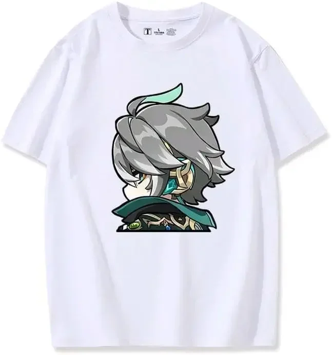 原神インパクト アルハイサム Tシャツ 原宿カジュアルスポーツウェア ゲーム Tシャツ アニメゲーム ラウンドネック ストリートウェア ユニセックス服 トップ