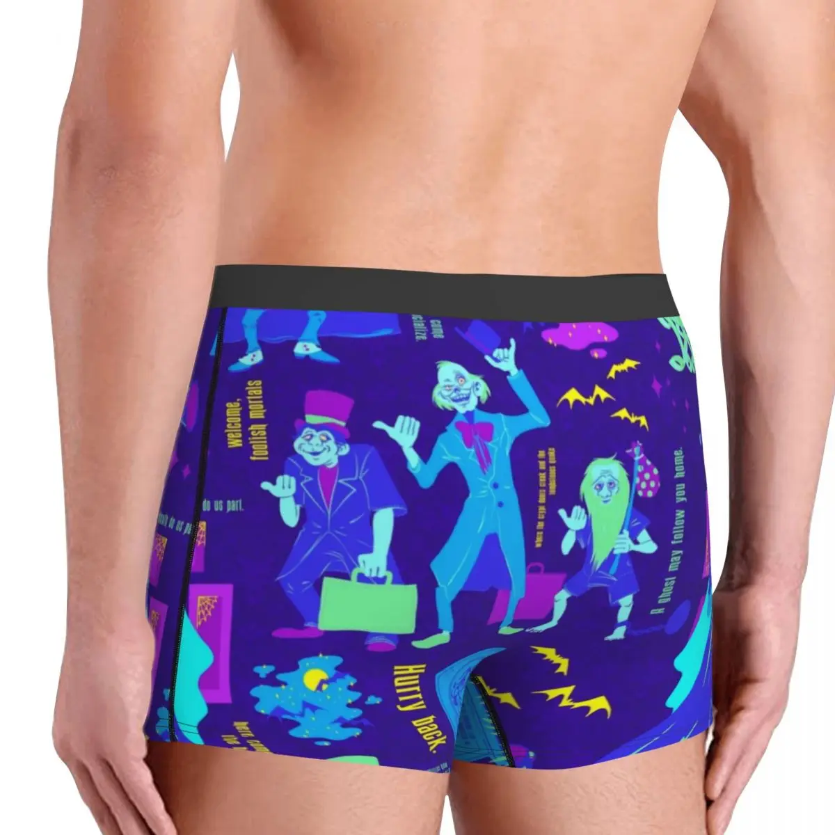 Masculino impresso personalizado feliz assombrada mansão cueca, Grim sorrindo fantasma boxer, cuecas shorts, calcinha macia, cuecas