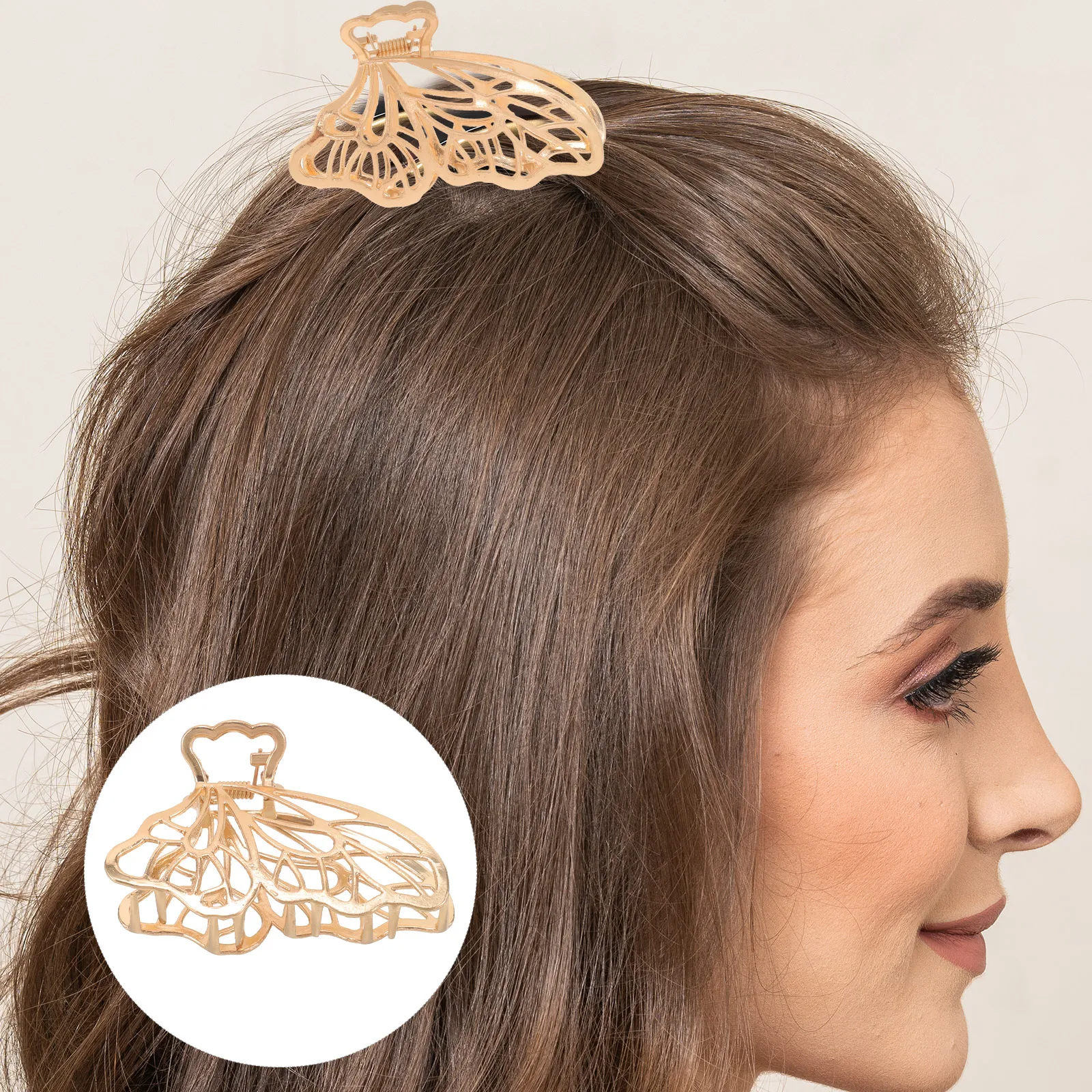 

3pcs Butterfly Hair Clips Gold Hollow Out Alloy Claw Clips for Women Girls Bath Makeup Face Washing Stylish Fashion Gift