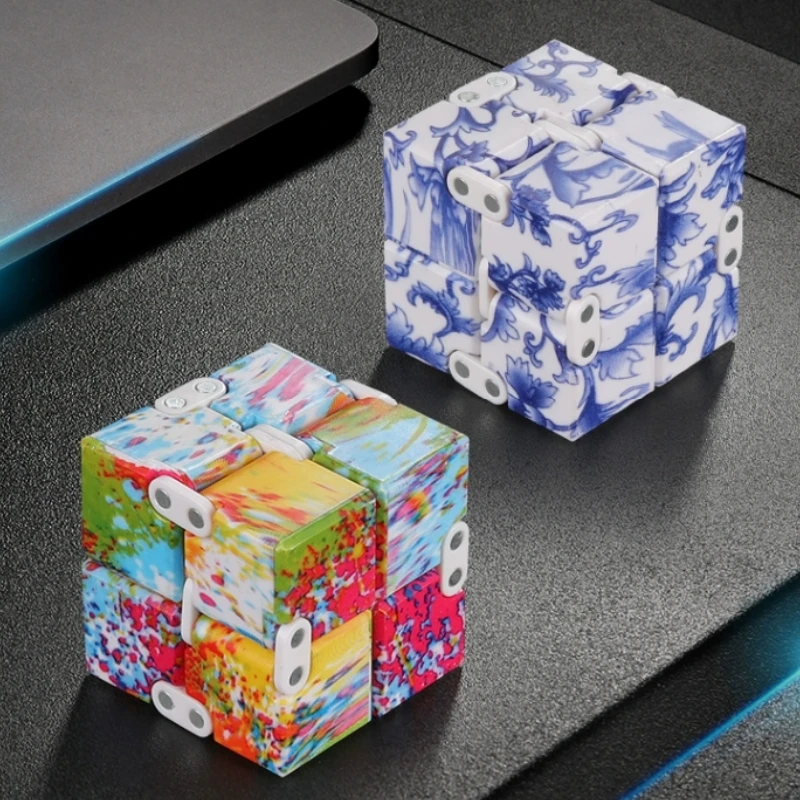 Metal Infinite Magic Cube with Box Anti Stress Fidget Toys Easy Play Hand Spinner Office Cubic Stress Reliever Ship within 24H