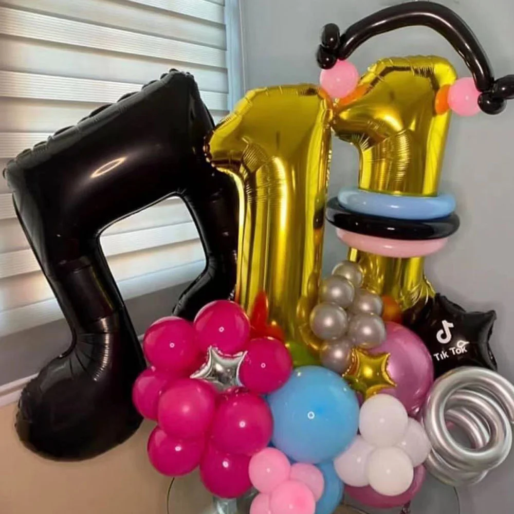 10Pcs Music Note Black Balloon Mylar Balloon Music Balloons Use for 80s 90s Birthday Music Themed Rock and Roll Party Decortion