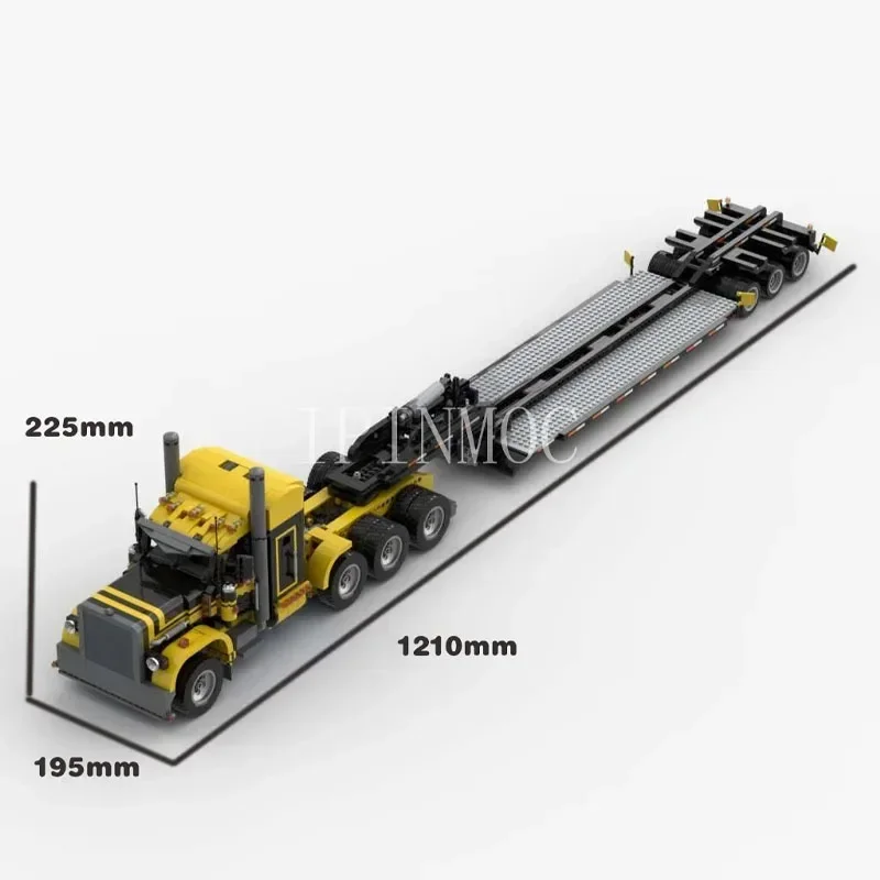 MOC-4846 & MOC-4691 세미 트레일러 트럭 빌딩 블록 모델 MOC 크리 에이 티브 소년 어린이 생일 빌딩 블록 장난감 선물