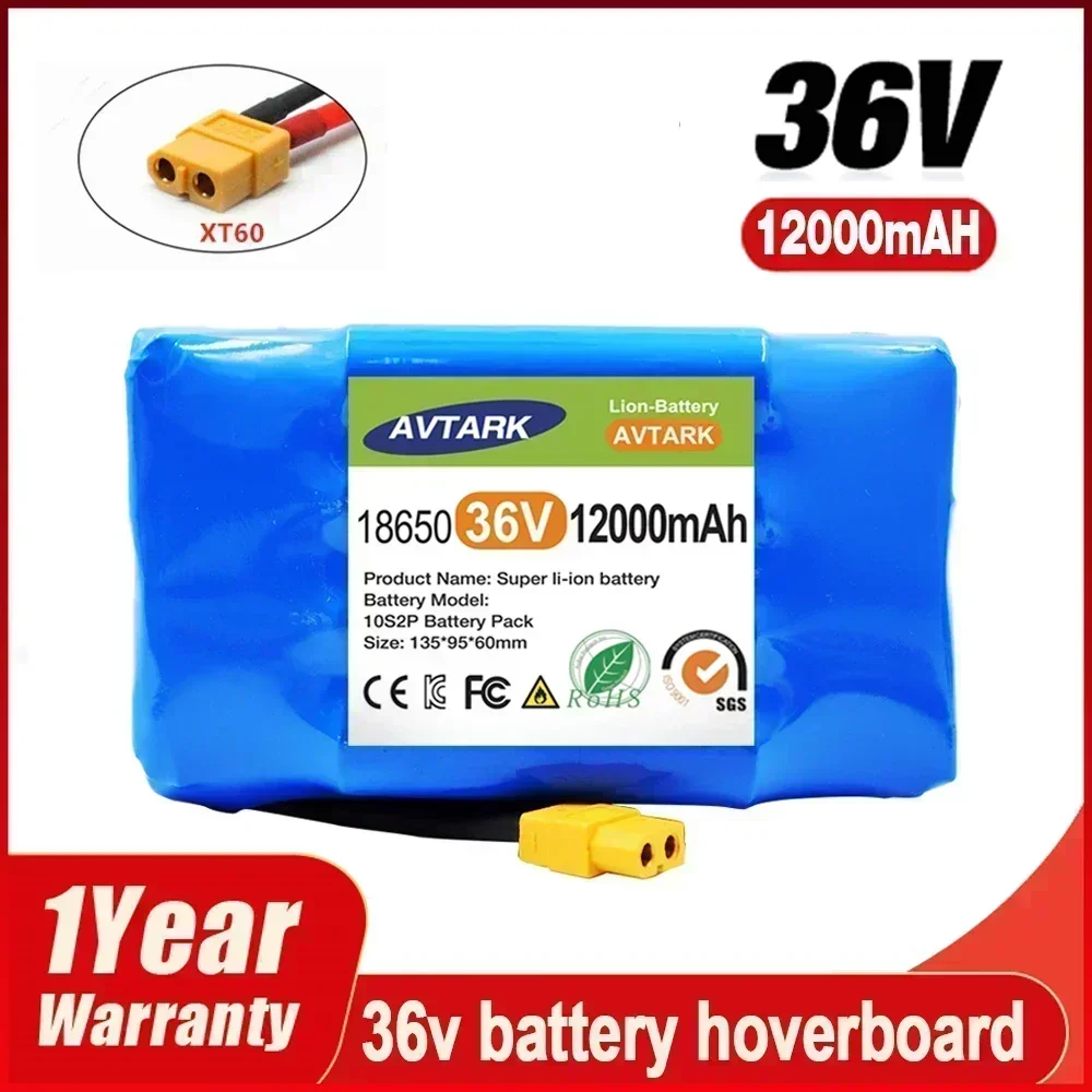 2023 Upgrade 36V 12000mAh Battery Pack Rechargeable Lithium ion battery for Electric Self Balancing Scooter HoverBoard Unicycle